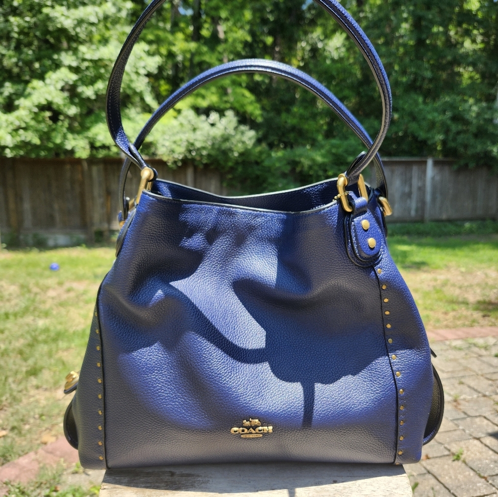 Coach Blue Shoulder Bag with Gold Hardware